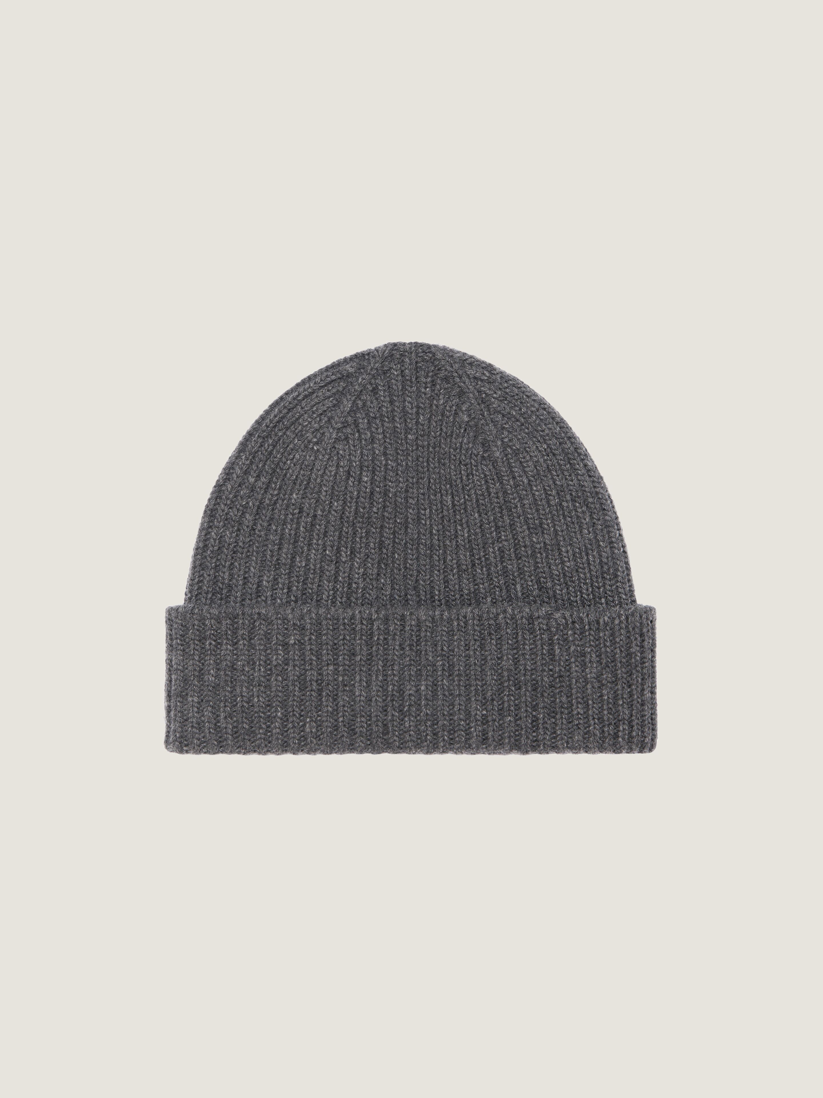 Ribbed beanie in wool and cashmere